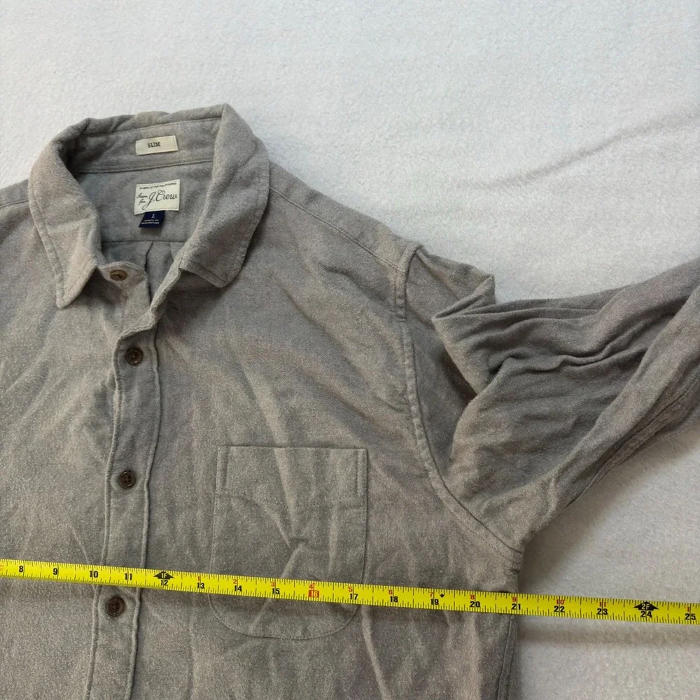 J. Crew Mens Slim Fit Flannel Shirt Gray Cotton Long Sleeve Button Down Large